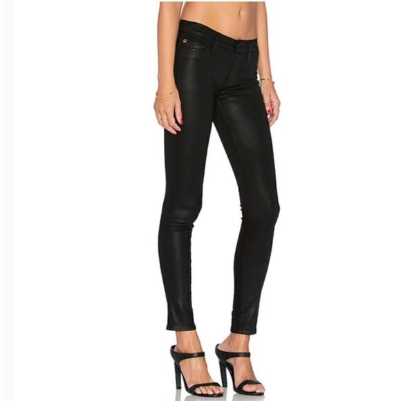 Hudson Krista Super Skinny Coated Black Jeans Size 29 - Picture 1 of 9